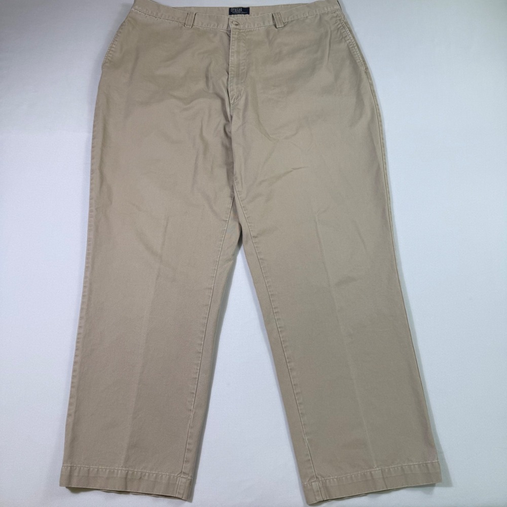 Vintage Polo Ralph Lauren Pants Mens 42 (Fits 40x31) Beige Baggy Made in USA 90s